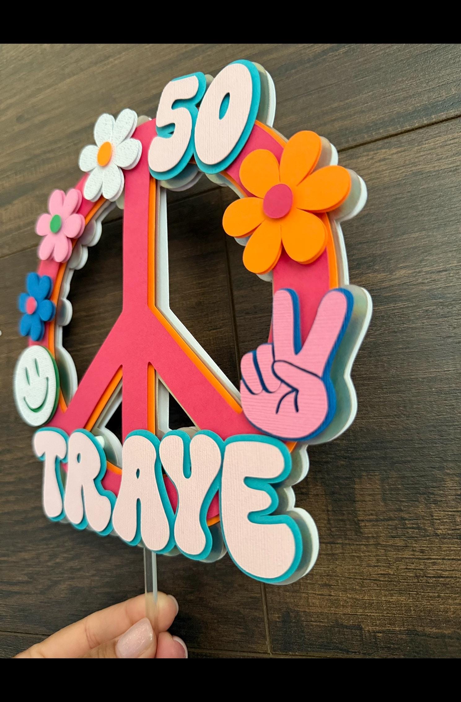 Peace Sign Party Retro Peace Sign Birthday Cake Topper: Groovy Hippie Theme - Etsy