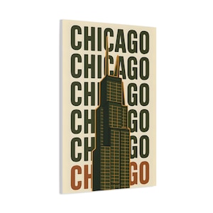 Impresión artística en lienzo del horizonte de Chicago, decoración urbana para pared, obra de arte moderna para el hogar o la oficina, regalo para amantes de la ciudad, decoración con el mapa de Chicago