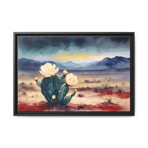 Canvas Art, Southwest Desert Style with Cactus Flower Botanical Design, Matte Print, Wall Decor, Home Office, Gift Idea