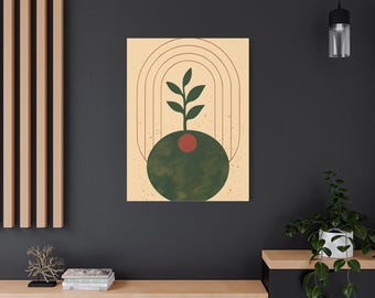 Boho Plant Canvas Print, Eclectic Botanical Wall Art