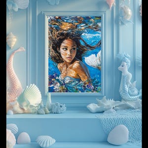 Island Mystical Mermaid Digital Art – Tropical Fantasy Portrait Download | Mermaid  Printable Ocean Art, Fantasy Wall Decor