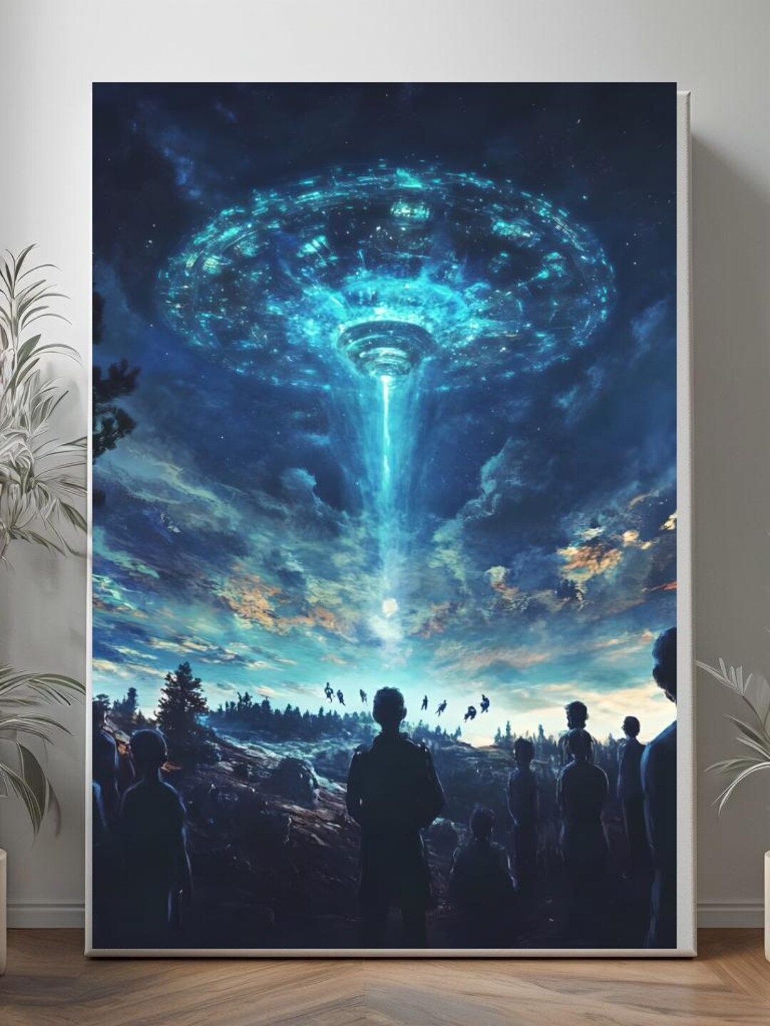 Epic UFO Alien Abduction Digital Art Print | Sci-fi Wall Decor ...