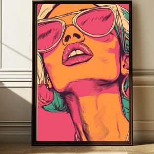 Neon Attitude Pop Art Portrait | Bold Digital Download Wall Art for Instant Print | bold female portrait art | 80s style art | JPG | color