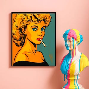 Pop Art Olivia – Grease Iconic Sandy Impresión digital / arte de descarga digital basado en la icónica película Grease / Ideal para carteles/decoración de paredes.