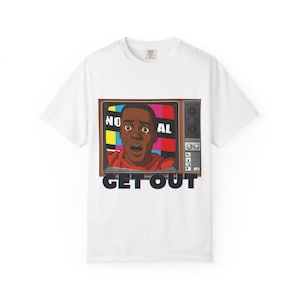 Get Out Unisex T-Shirt, Vintage Style Tee, Funny Graphic Top, Unique Gift for Movie Lovers, Casual Wear, Perfect for Halloween