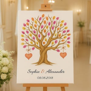 Wedding Tree Guestbook Personalized – Fingerprint Tree Canvas – Custom Wedding Art Print – Unique Guest Book Alternative