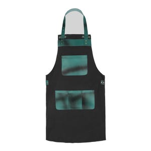 Black Canvas Green handmade leather pocket apron butcher apron BBQ & grill apron woodwork apron Christmas gift dad gift Birthday Gift