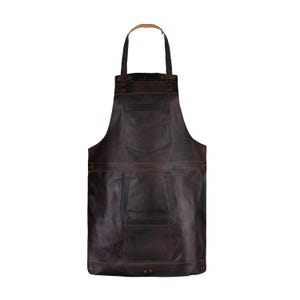 Handmade Full Grain Leather Apron: Dark Brown Butcher BBQ Grill