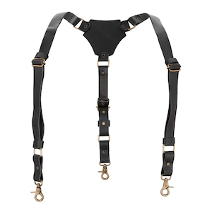 Full Grain Leather Men&#39;s Suspenders, Groomsmen Suspenders Brown Leather Suspenders, Boys Leather Suspender, Wedding Suspender Gift