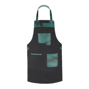 Black Canvas Green handmade leather pocket apron butcher apron BBQ & grill apron woodwork apron Christmas gift dad gift Birthday Gift