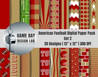 San Francisco Football Digital Papers – Red, Gold & White Sports Backgrounds