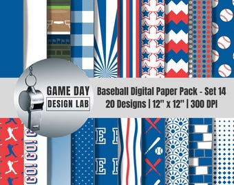 Los Angeles Baseball Digital Paper: Red, White & Blue - 12x12" PNG (Instant Download)