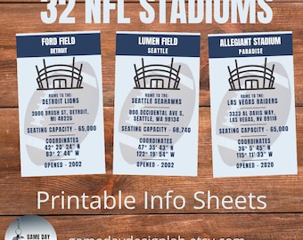 NFL Stadium Info Sheets (Digital Download)