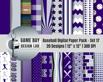 Colorado Baseball Digital Paper: Purple, Silver, Black - 12x12 PNG (Instant Download)