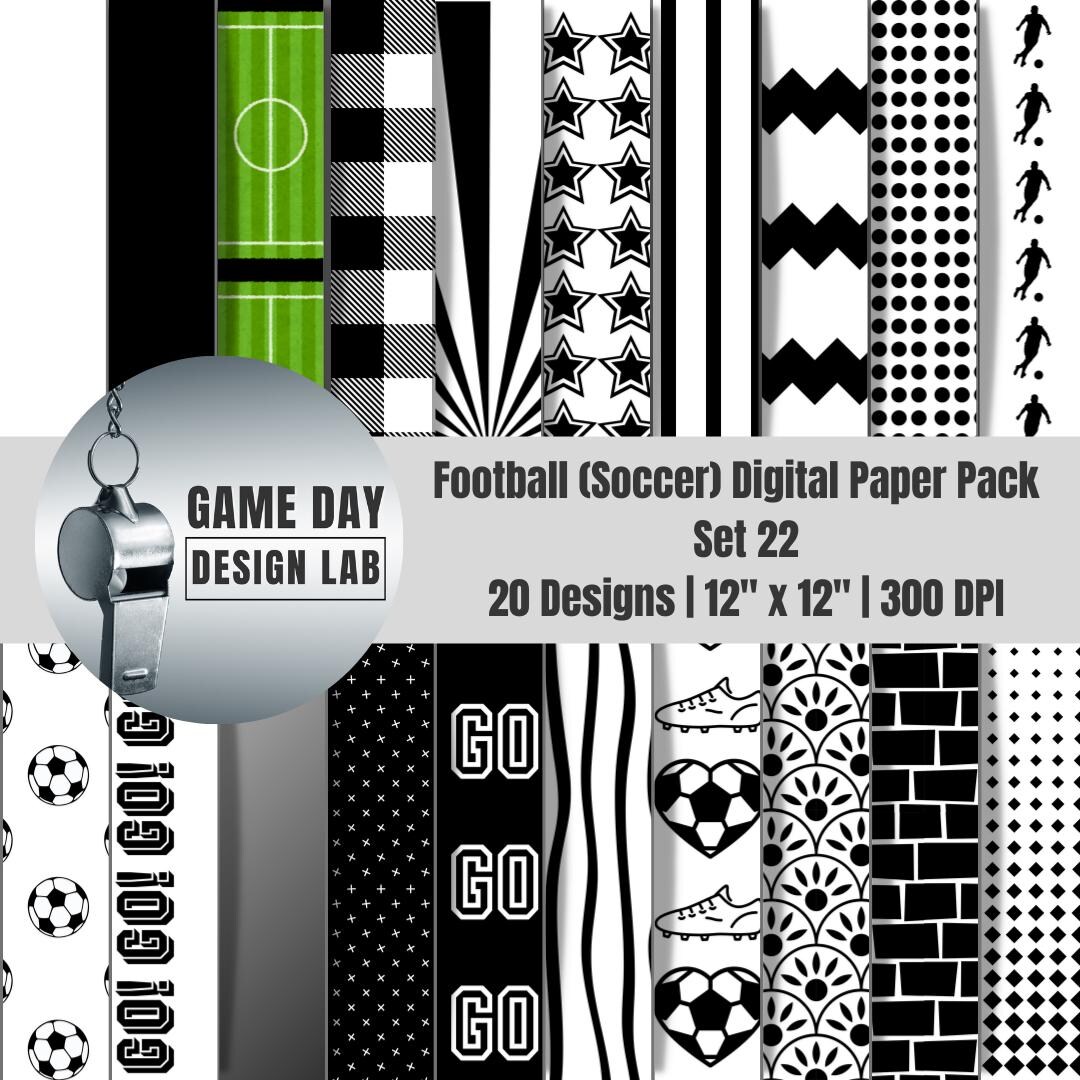 Football Digital Paper Pack: Black and White Team Colors (instant ...