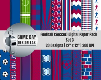 Football Digital Paper Pack: Blue and Maroon Backgrounds, Team Colors (Instant Download)