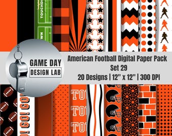 Cincinnati Football Digital Papers – Orange & Black Sports Backgrounds