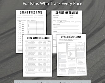 F1 2026 Planner Printable | Race Weekend Tracker | Formula 1 Journal | Motorsports | Digital Download