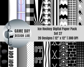 Ice Hockey Team Colors Digital Papers – 12x12" PNG Backgrounds for Scrapbooking & Crafts