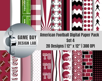 Arizona Football Digital Papers – Red, Black & White Sports Backgrounds