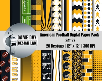 Pittsburgh Football Digital Papers – Black & Gold Sports Backgrounds