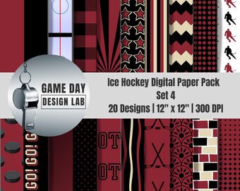 Arizona Hockey Team Colors Digital Papers – 12x12 PNG Backgrounds