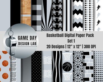 San Antonio Basketball Team Colors Digital Paper Pack | 20 Designs | 12x12" | 300 DPI | Scrapbook, Crafts, Printables