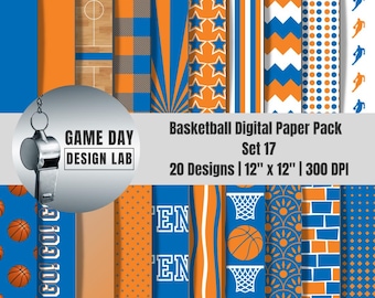 New York Basketball Digital Paper Pack | Team Colors, 20 Designs (Digital Download)
