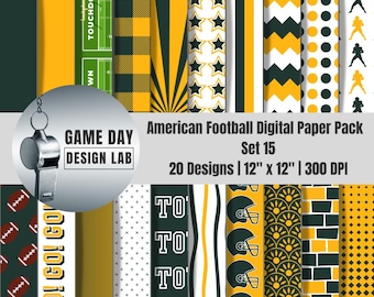 Green Bay Football Digital Papers – Green & Gold Sports Backgrounds