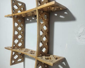 Rustic Wooden Wall Shelf: Boho Shadow Box Display