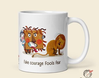 Mug citation motivante - Peur des imbéciles de faux courage - Cadeau pour amis, famille ou collègues