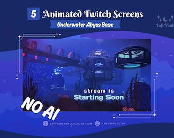 Underwater Subnautical Twitch Stream Overlay, Cozy Animated YouTube Background, LoFi Underwater Base, Deep Sea Stream Starting Soon Screens