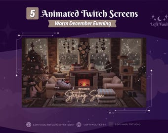Warm December Evening Room Background for Streamers, Christmas Starting Screens Overlays Vtubers, Animated Lofi Window for Twitch PNGTubers