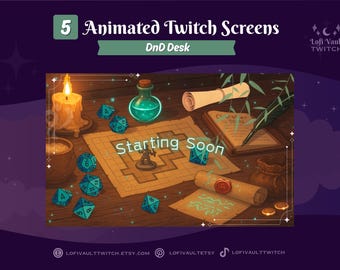 DnD Game Desk Setup Background for Streamers, Starting Screens Overlays Vtubers, Animated Lofi D&D Desk Screen Twitch PNGTubers