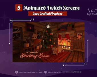 Cozy Crafted Fireplace Background for Streamers, Christmas Starting Screens Overlays Vtubers, Animated Christmas Overlay Twitch PNGTubers