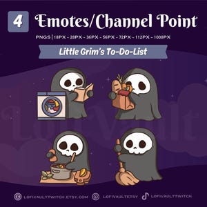 Cozy Little Grims To Do List Twitch Emote Set of 4, Cute Halloween Emotes for Discord, Custom Emote Channel Point for Twitch Discord YouTube