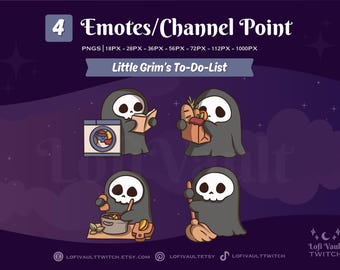 Cozy Little Grims To Do List Twitch Emote Set of 4, Cute Halloween Emotes for Discord, Custom Emote Channel Point for Twitch Discord YouTube