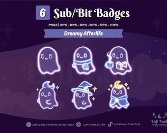 Cute Spooky Pastel Ghost Subbadge for Twitch Youtube, Aesthetic Halloween Badges for Streaming, Cute Girly Stream Overlay Setup for Gamers