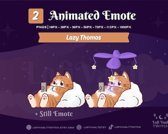 Animated Lazy Thomas Paw Emote, Cute Orange Cat Emote, Cute Twitch Emote Design, Animated Emote Channel Point for Twitch Discord Youtube