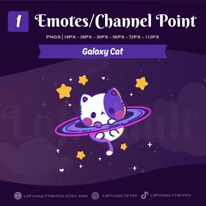 Cute Galaxy Cat Twitch Emote, Adorable Emotes for Discord, Cute Twitch Emote Design, Custom Emote Channel Point for Twitch Discord Youtube