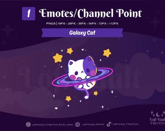 Cute Galaxy Cat Twitch Emote, Adorable Emotes for Discord, Cute Twitch Emote Design, Custom Emote Channel Point for Twitch Discord Youtube
