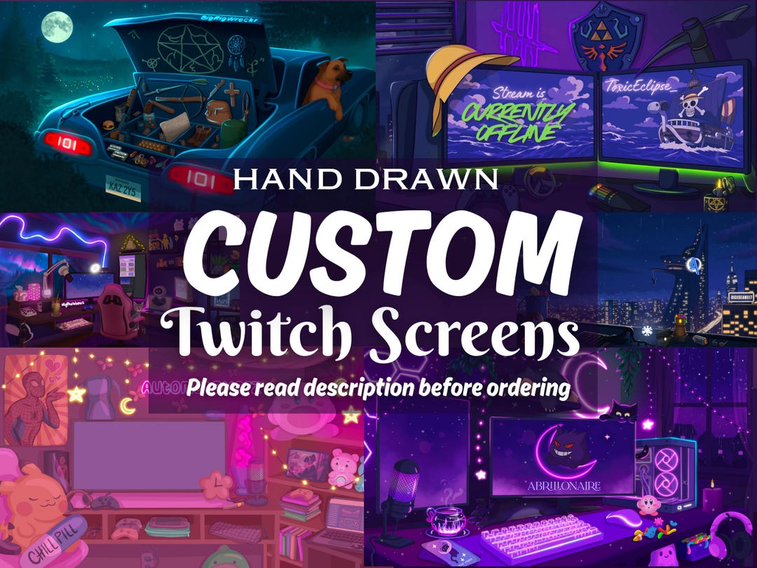 Custom Stream Background Custom Commission Twitch Background for Streamers Handdrawn Art No AI ...