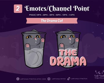 The Drama Cat Twitch Emote, Adorable Emotes for Discord, Cute Twitch Emote Design, Custom Emote Channel Point for Twitch Discord Youtube