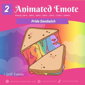 Pride Sandwich Emote, LGBTQ+ Pride Twitch Emotes, Cute Rainbow Twitch Emote Design, Rainbow Emote Channel Point for Twitch Discord Youtube