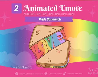 Pride Sandwich Emote, LGBTQ+ Pride Twitch Emotes, Cute Rainbow Twitch Emote Design, Rainbow Emote Channel Point for Twitch Discord Youtube