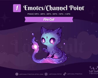 Fire Galaxy Cat Twitch Emote, Adorable Emotes for Discord, Cute Twitch Emote Design, Custom Emote Channel Point for Twitch Discord Youtube