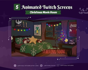 Animated Christmas Stream Overlay, Cozy Winter Bedroom Starting Soon Screen, Lofi Twitch Background for Vtubers & PNGTubers