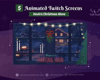Kevin’s Christmas Home Alone Background for Streamers, Starting Screens Overlays Vtubers, Animated Lofi Xmas Window for Twitch PNGTubers