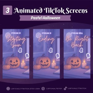 Animated Pastel Halloween Screens for TikTok Lives, Starting Screens Overlays Vtubers, Animated Starting, BRB Ending Screens for TikTok Live