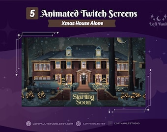Kevin’s Christmas House Alone Background for Streamers, Starting Screens Overlays Vtubers, Animated Lofi Xmas Window for Twitch PNGTubers